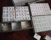 Vintage Mahjong Mah Jongg Set Bone and Bamboo tiles with dovetail workmanship 152 pcs 50 score keeping sticks