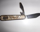 Pocket Folding Knife Colonial Prov. U.S.A. 2 Blade 2 quot screw driver bottle opener with advertising