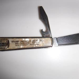 Pocket Folding Knife Colonial Prov. U.S.A. 2 Blade 2&quot; & screw driver bottle opener with advertising