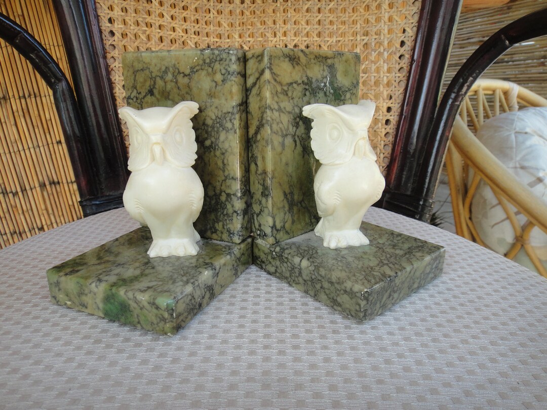 Owl Nora Fenton Marble Book Ends With Owls Made in Italy Etsy