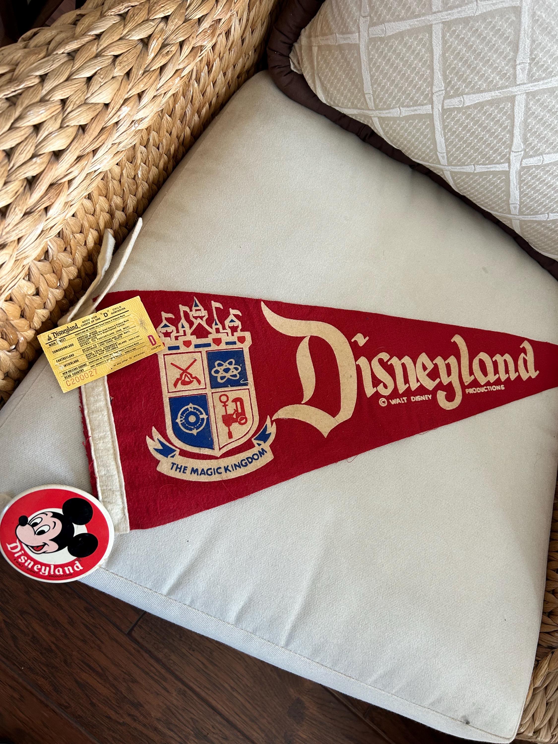 Disneyland Pennant With Magic Kingdom Crest Red 1960's 24