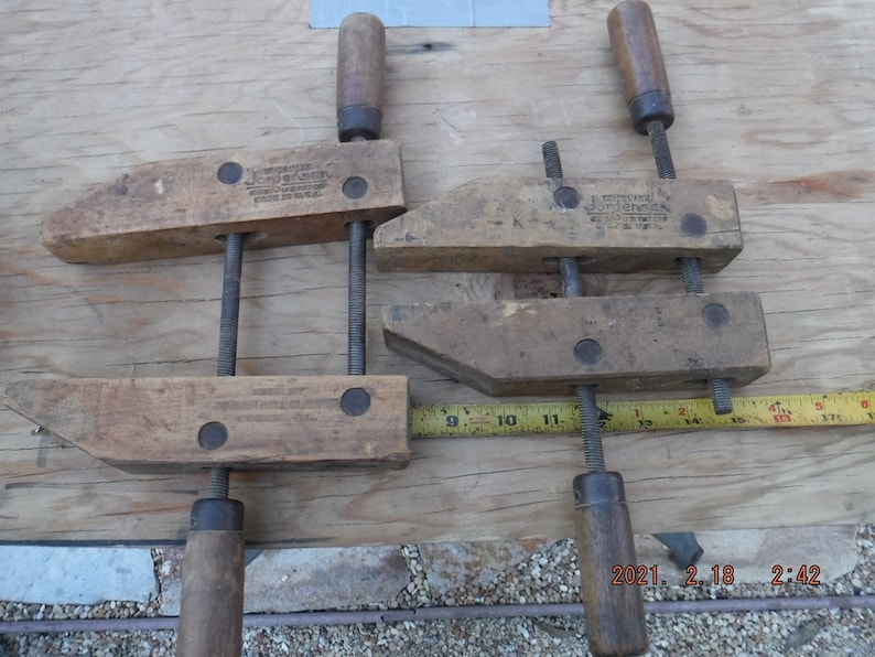 Clamps Vintage Adjustable Wood Clamps Are 8 Wide and Screws Are 10 Long Adjustable