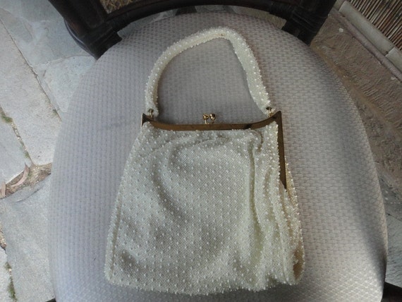 Lumured Corde-Bead off white beaded handbag with … - image 1