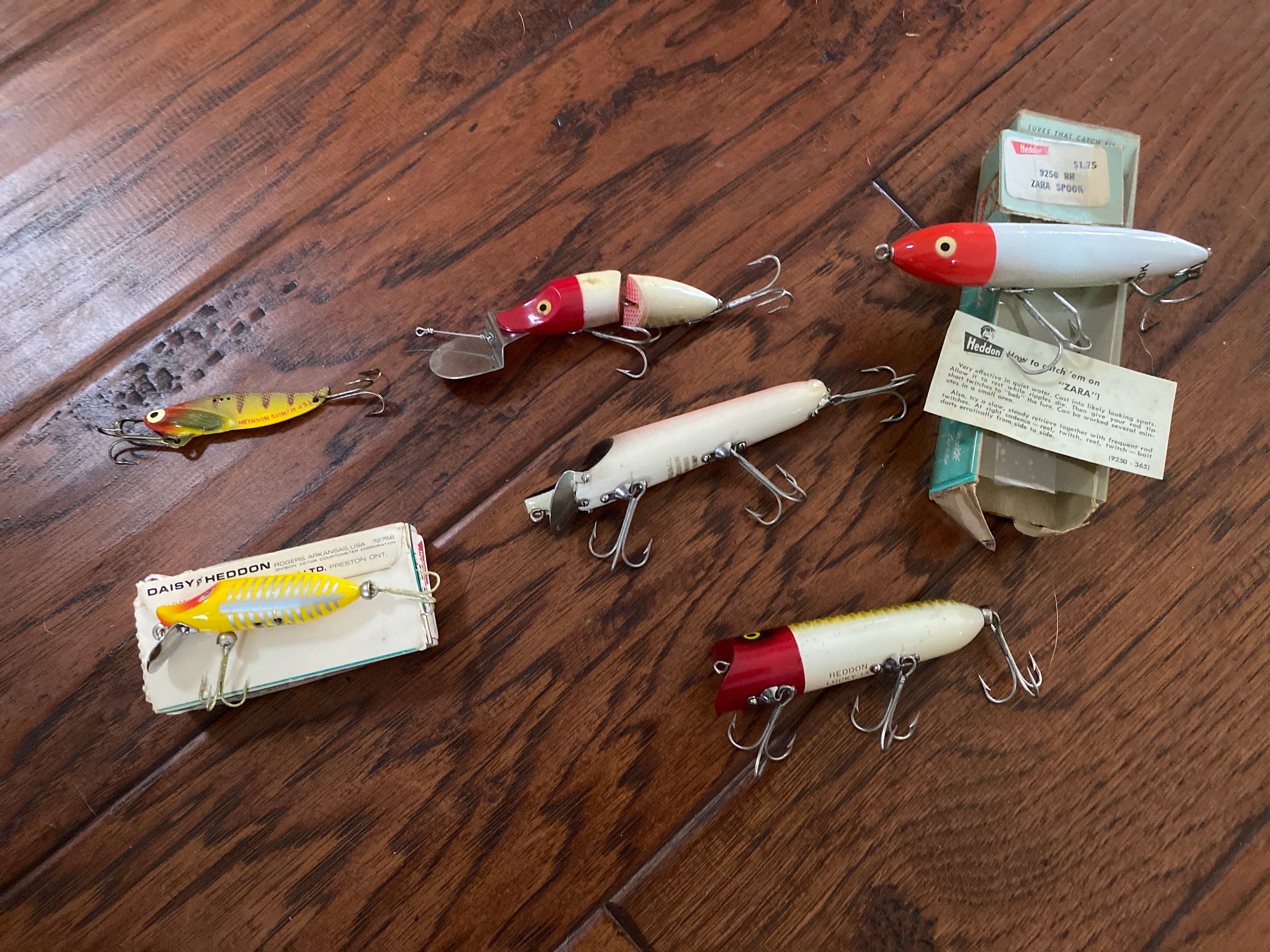 Lures Heddon Vintage Lot of 6 Lures Zara Spook 1 Lucky 13 Wood