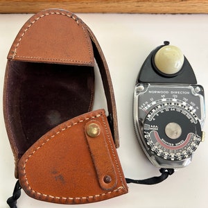 American Bolex Norwood Director model B exposure meter and leather case 1940's