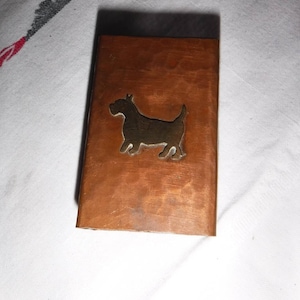 Scottie Dog Vintage Copper Match Box/ Match Holder, Case,  Small Storage