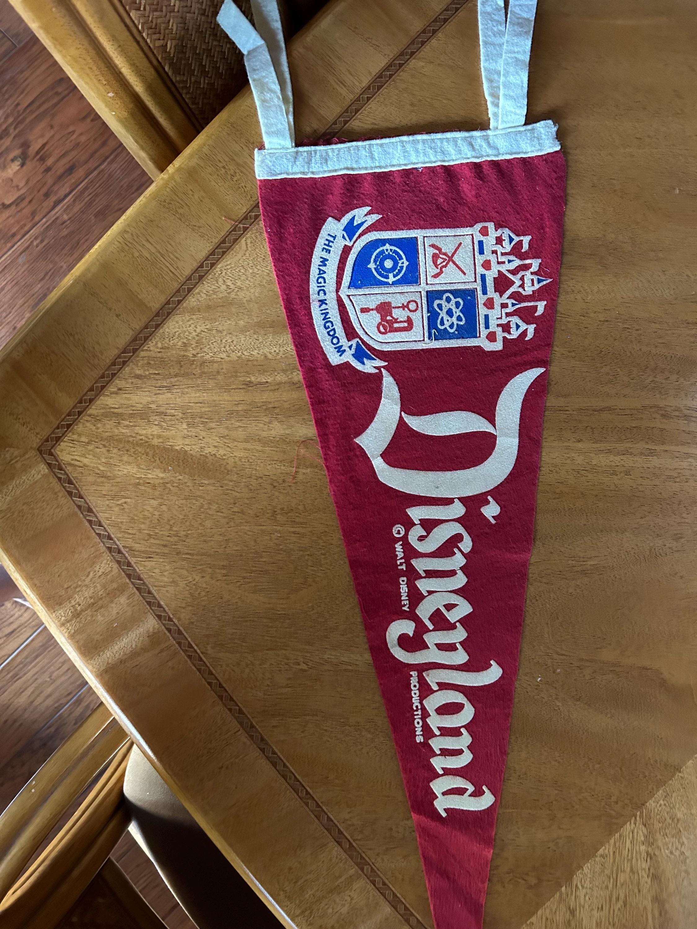 Disneyland Pennant With Magic Kingdom Crest Red 1960's 24