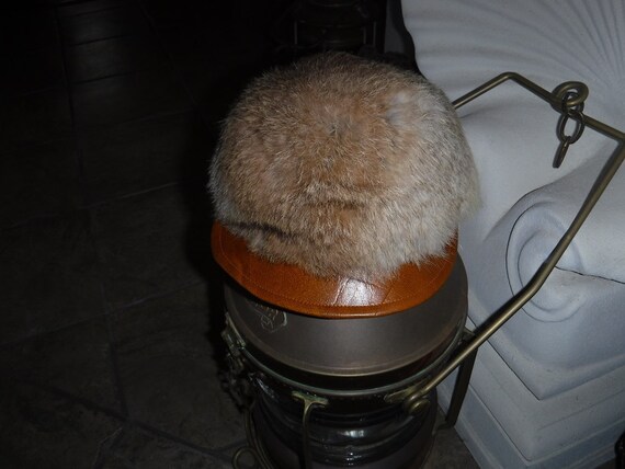 Newsboy Hat Rabbit Fur with bill vintage 1970's - image 4