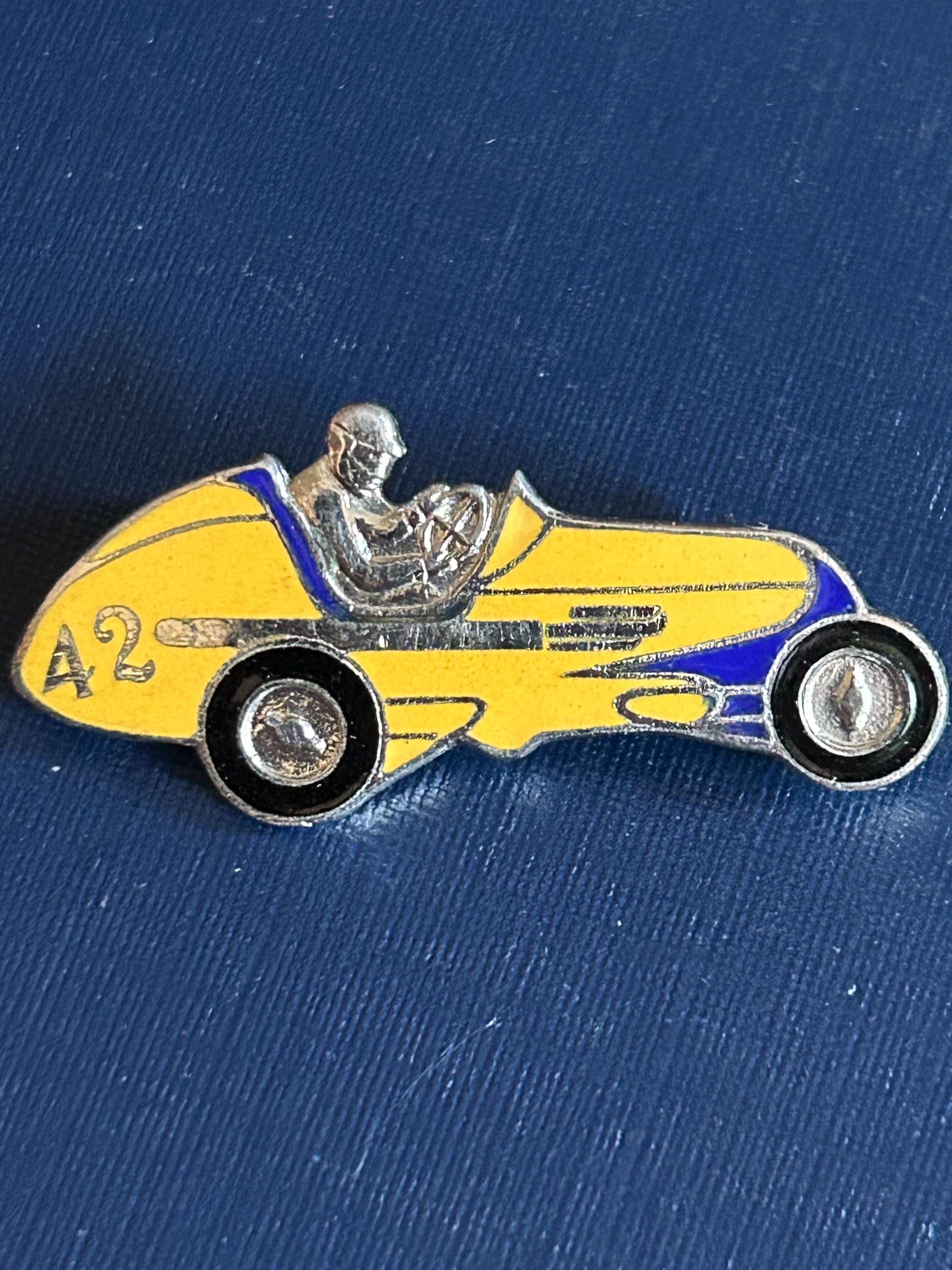 Three Racing Cars Pin 1930's American Enamel Street Racing Car Pin Hookfast American Enamel ...