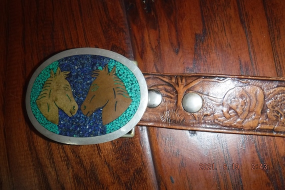 Mexico Two Tone Turquoise and Lapis Mosaic Horse … - image 1