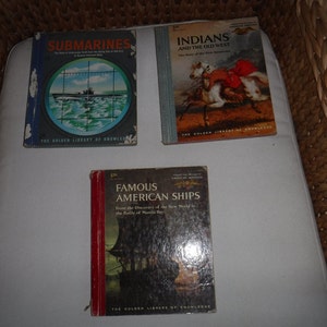 1958 & 59 the golden library of knowledge Indians Famous American Ships Submarines