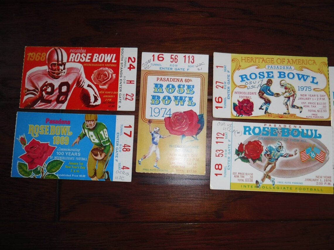 Rose Bowl Ticket Lot 10 Stubs Starting 1968 69 74 75 76 80 85 91 94 and