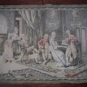 Tapestry Wall Hanging Made in France 24&quot; x 19&quot; Music Violin Cello Piano