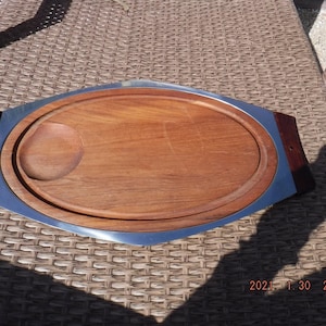 Nilsjohan - Sweden 18-8 stainless Teak & Stainless Steel Serving Tray by Designer Nilsjohan - Sweden 18-8 stainless