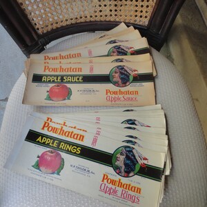 Powhatan Apple Rings & Sauce Labels 1938 Richmond, VA 42 labels in all