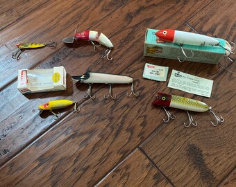 Lures Heddon Vintage Lot of 6 Lures Zara Spook 1 Lucky 13 Wood
