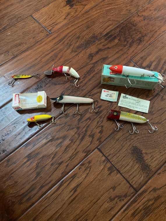 Lures Heddon Vintage Lot of 6 Lures Zara Spook 1 Lucky 13 Wood