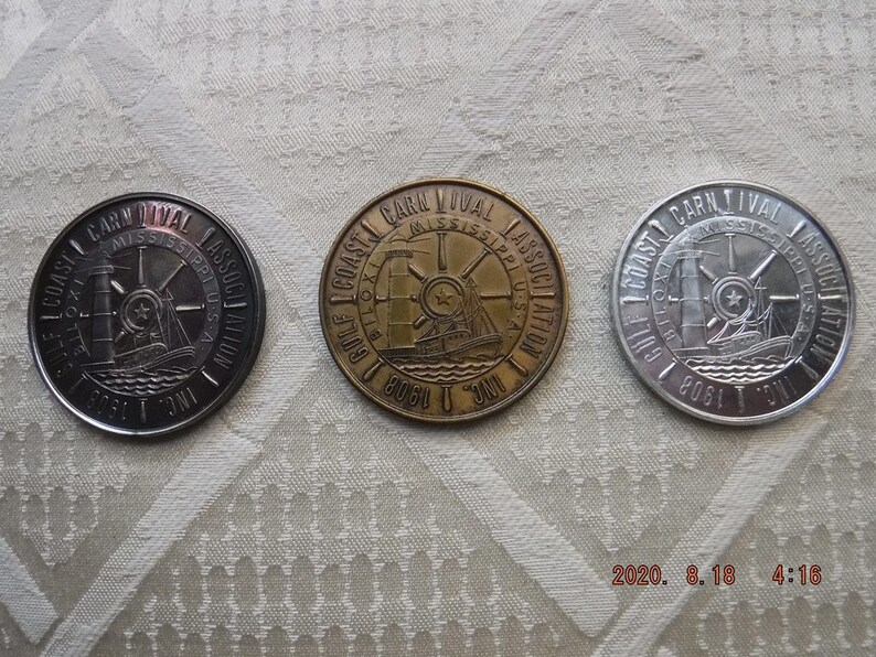 10 1763 Biloxi Mardi Gras 1972 Coins X 3 British Rule Over Biloxi Feb