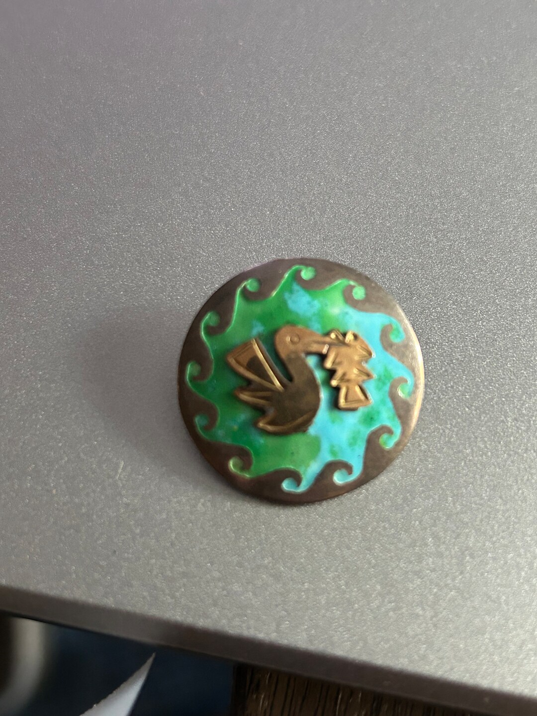Peruvian Brooch With Condor/bird 18k Gold & Sterling and Turquoise - Etsy