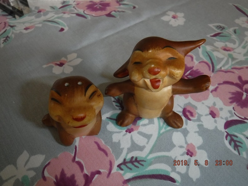 Thumper Walt Disney Goebel Germany RabbitBunny pair Cork Bottom Salt /& Pepper Set