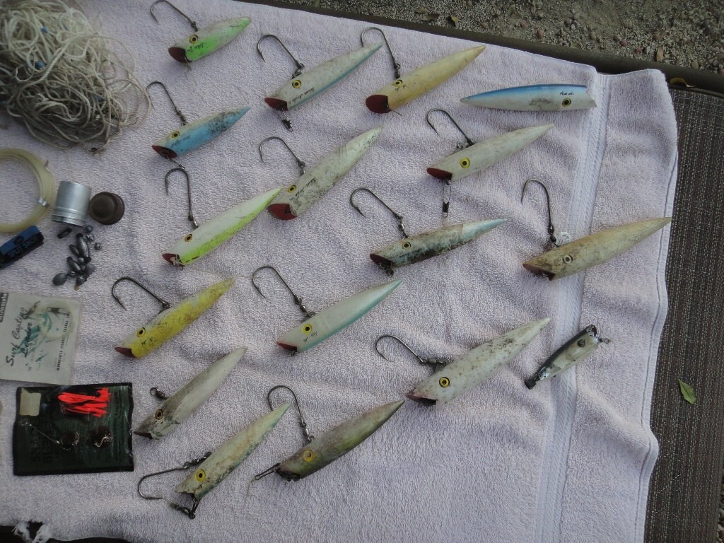 Vintage Fishing Lot Plug Lures Worms Net Weights Hooks and Etsy