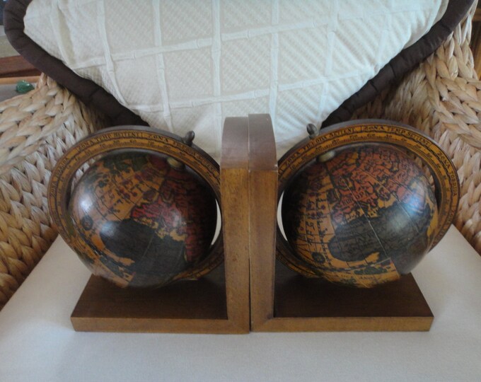 Vintage Old World Globe Bookends MADE IN ITALY Etsy