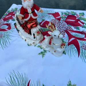 Napco Spaghetti trim Christmas Reindeer S928 Sleigh Planter S927 both pieces are quite rare 1956 Santa and packages