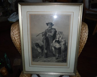 Schäfers Heimkehr art Mit Gesetzl Schutze gegen Nachbildung Etching on metal