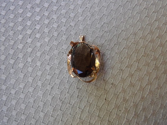 Smoky Topaz 18K pendant or brooch/pin - image 1