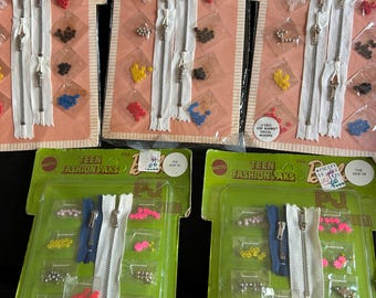 Barbie and Midge Sewing 1963 Accessories Kit/s with Barbie Ken and Midge book x3 and 1970 Teen Fashion Paks X 2 total of 5