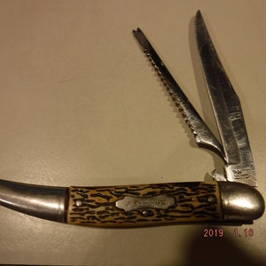 Vintage Colonial Fish Knife Folding 2 Blade Pocket Knife 5 Long