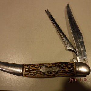 Colonial Fish Knife Folding 2 Blade Pocket Knife 5&quot; Long Closed Fishing