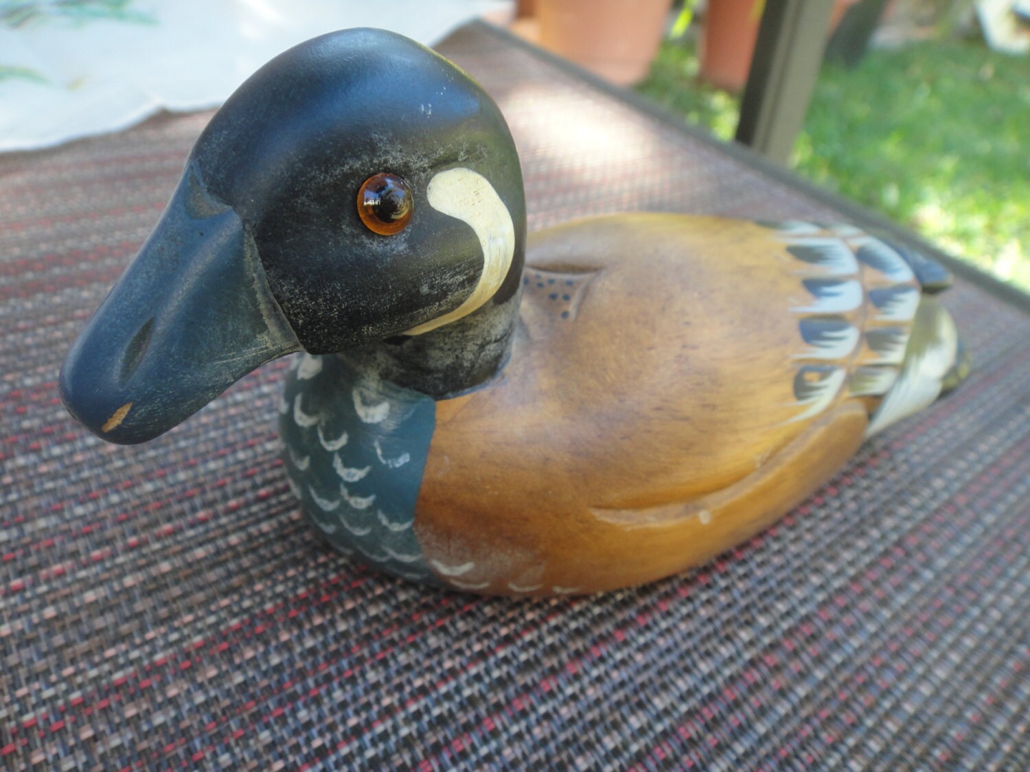 Duck Decoy Wood With Glass Eyes & Nicely Painted 7 in X 3.5" Usps Ground Advantage Shipping Included