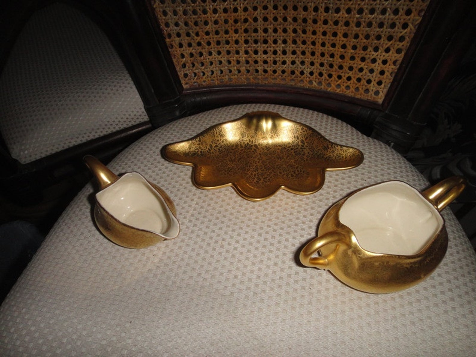 Wheeling. gold China Decorative Bowl and De Luxe Cream and Sugar Etsy