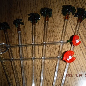 Swizzle sticks glass Anthurium swizzle sticks and palm trees glass