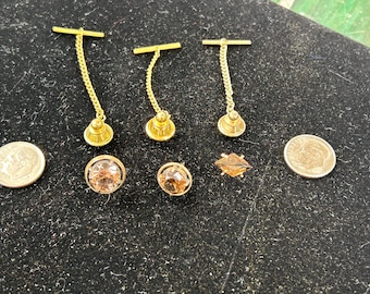 10K Smoky Quartz Topaz Lapel pin/Tie tack x 3