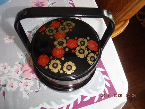 Bento Black lacquer Bento Stacking box trinket jewelry box- lunch box
