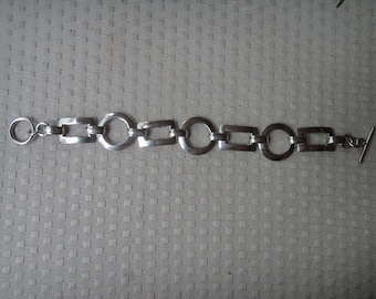 Bracelet Sterling Silver Geometric Square & Oval Links