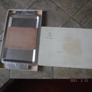 Buffet/Server Tray with wood cutting board insert Kensington NOS 17 1/2&quot; Clipper ships and whales
