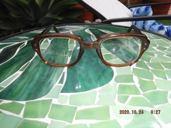 Vintage USS 50-22 eyeglasses 4 1/2 5 3/4 brown - image 1