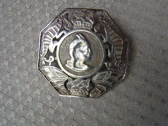Peruvian Brooch sterling silver Faro Woman Octigon - image 5