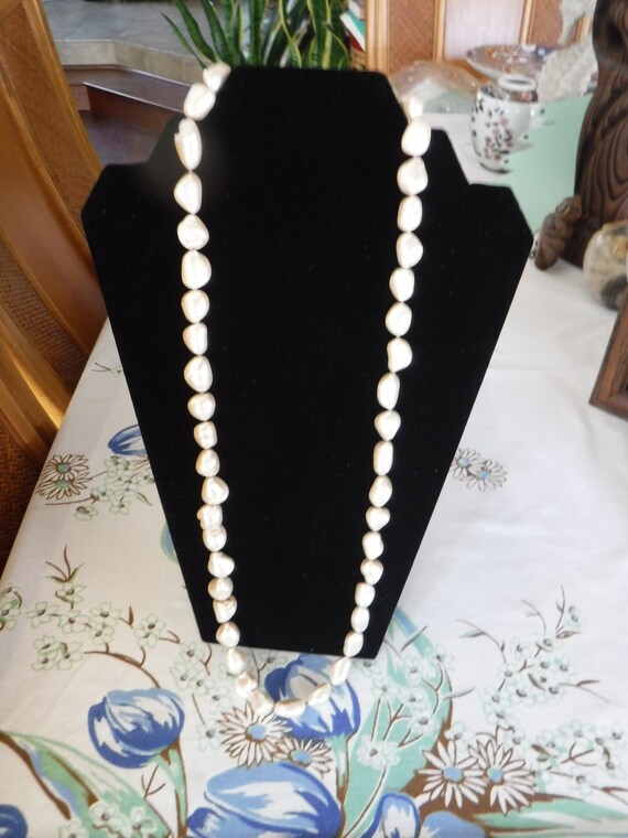 Pearls white nugget freshwater pearl necklace 48 pearls 30"