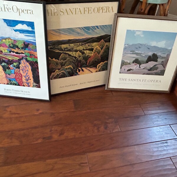 Santa Fe Opera-posters ingelijst 1999 Susan Amstater 2000 Ed Sandovol en 2001 Victor Higgins origineel