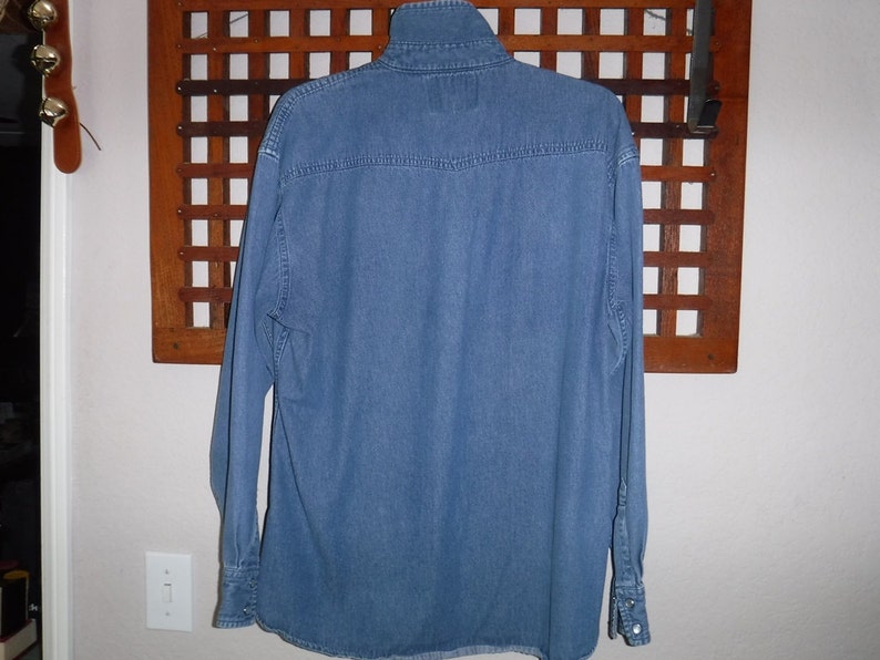 Vintage Denim Pearl Snap Shirt Mens size Medium Wrangler Etsy