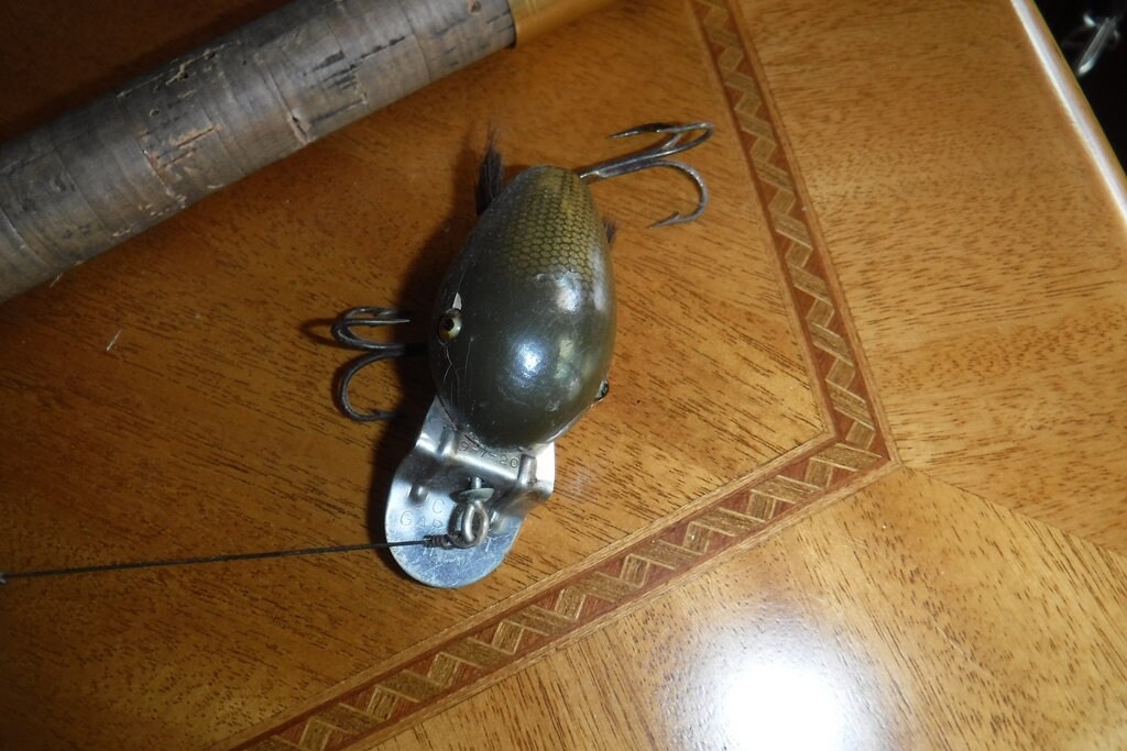 Vintage C.C.B. CO Garrett IND. Leurre de pêche en bois de