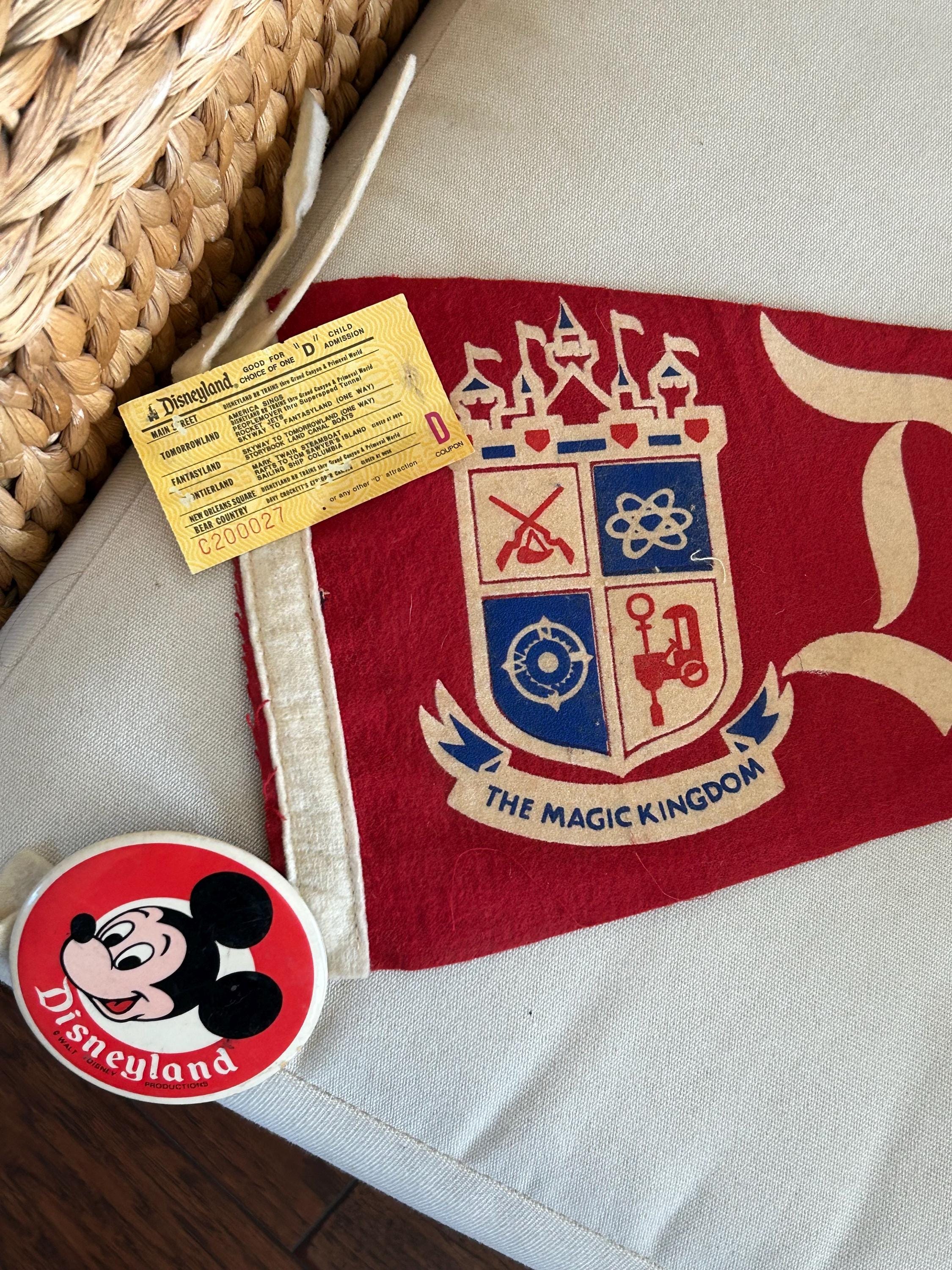 Disneyland Pennant With Magic Kingdom Crest Red 1960's 24