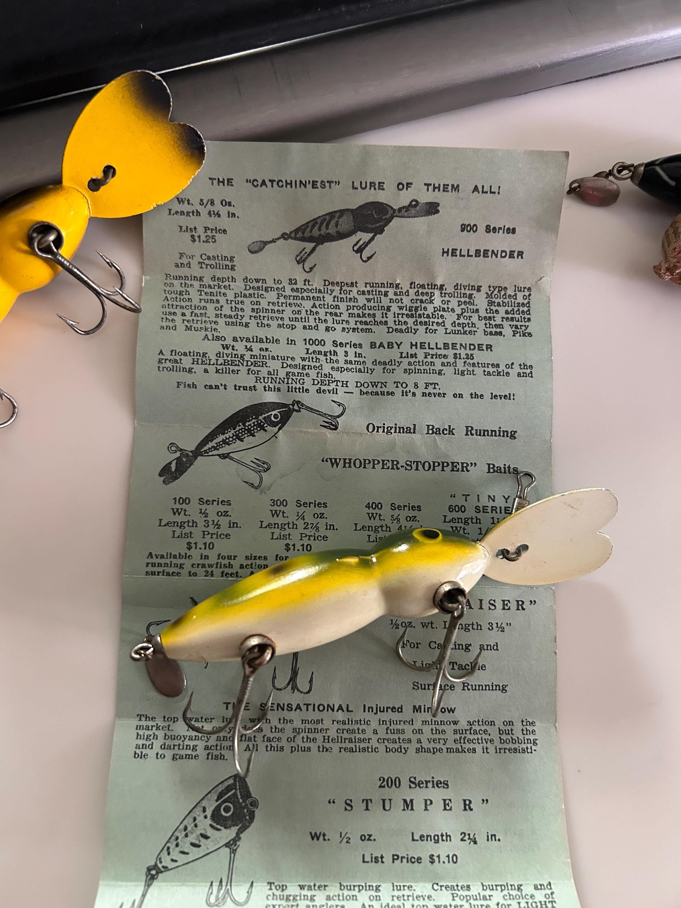 Hellbender Whopper Stopper 900 Series X 3 1970's Fishing Lures