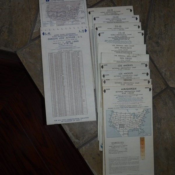 IFR Enroute Aeronautical Charts and Planning NOAA 1980's lot of 12