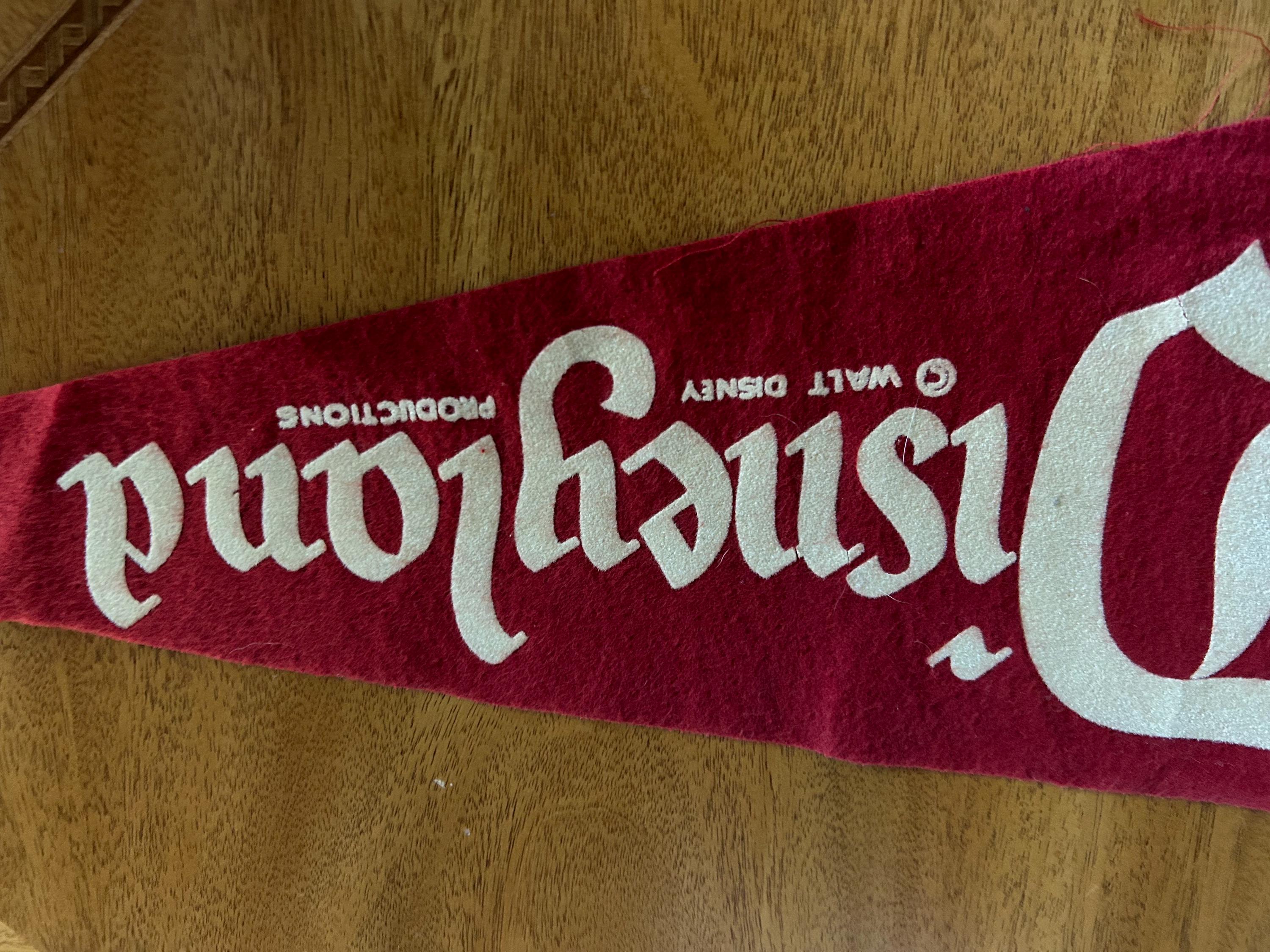 Disneyland Pennant With Magic Kingdom Crest Red 1960's 24