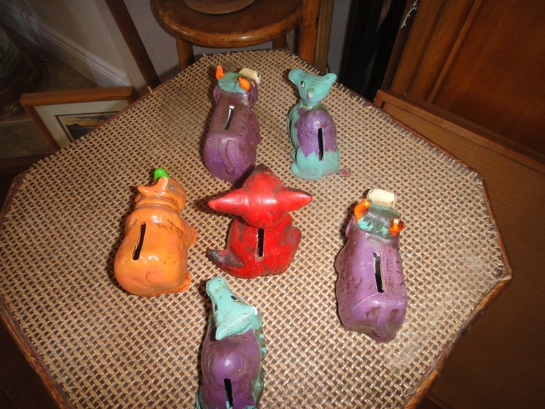 Banks Paper Mache Animal Banks Made in Japan Lot of Six Etsy